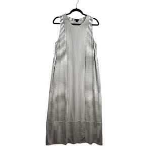 J. Jill Size M Sleeveless Maxi Dress Black White Stripe Coastal Preppy Wearever
